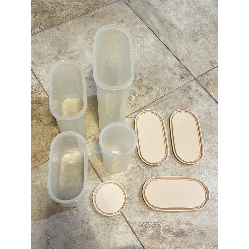 Vintage Tupperware Modular Mates Canister Set 4 Containers Pink Seals USA